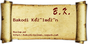 Bakodi Kálmán névjegykártya